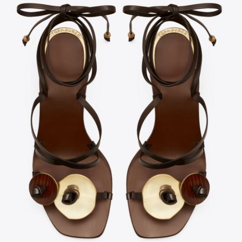 Tory Burch Brown and Gold Sandals